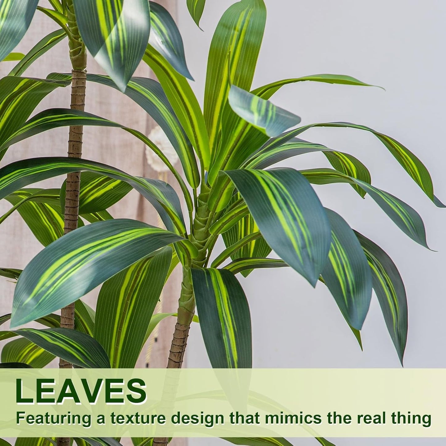 Artificial Dracaena Tree 5FT Tall, Faux Dracaena Tree Indoor, Fake Yucca Plant Potted, Tropical Floor Plant with Lifelike Leaves for Home Office Living Room Indoor Outdoor Decor