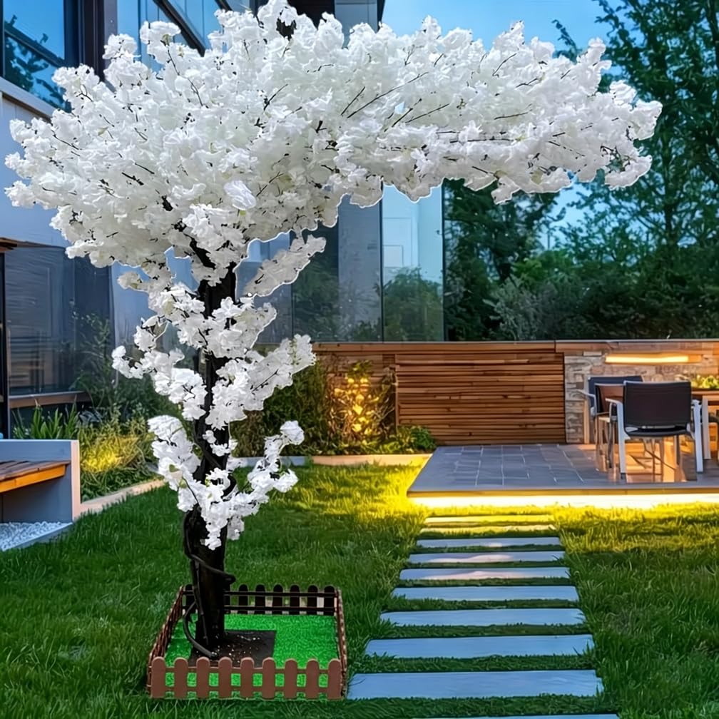 4FT Artificial Cherry Blossom Tree, Flower Trees Tall Artificial Plant, Faux Silk Plant in Pot for Home Room Porch Entryway Office Decorations Indoor Outdoor,Pink,