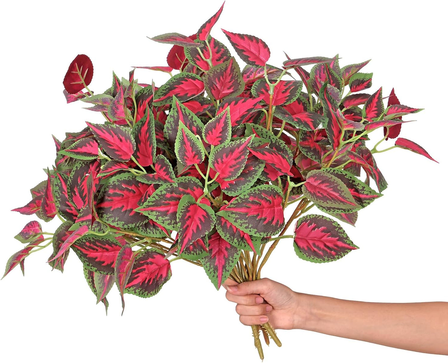 Betylifoy Artificial Plants Outdoor 4 Bundles Faux Coleus Plants UV Resistant Fake Silk Leaves Greenery Plant with Stems for Outside Garden Front Porch Patio Planter Pathway Decoration