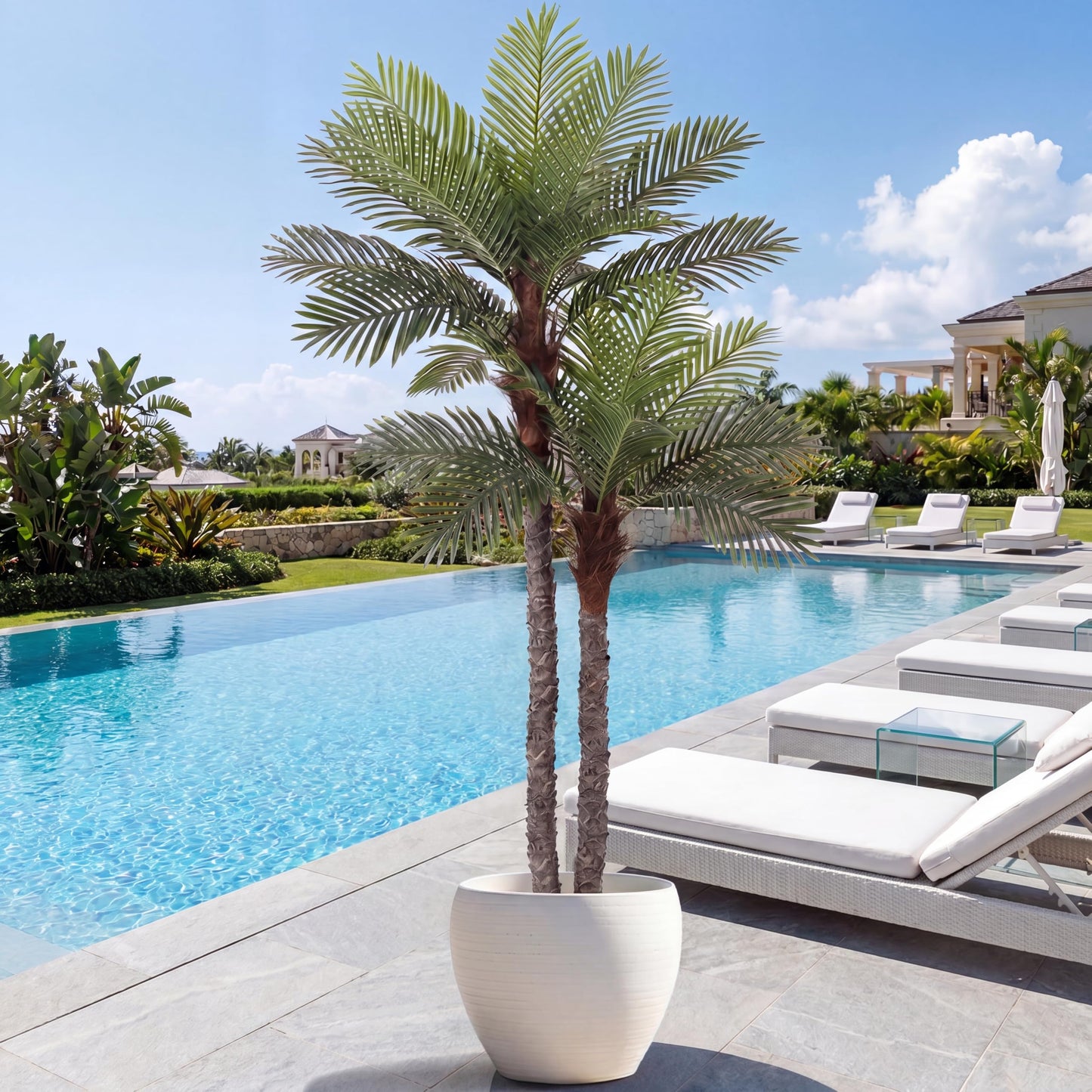 VIVATREES 7FT Artificial Palm Tree 2 Pack, Golden Cane Faux Palm for Indoor Outdoor Use, Fake Palm Tree for Home Office Living Room Patio Yard Decor