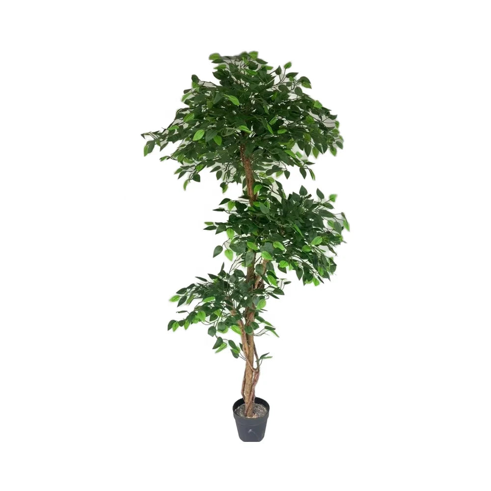 Real Wood Trunk Artificial Ficus Banyan Tree 4m Tall Eco-Friendly Lightweight Durable Plastic Steel Material Water Resistant 5-8