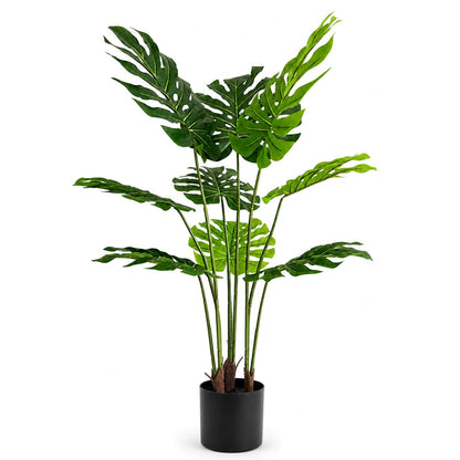 Artificial Monstera Deliciosa Plant 5.2ft, Lifelike Faux Swiss Cheese Floor Plant with 18 Leaves in Pot, Tall Fake Tropical Tree for Indoor Home Living Room Office Decor, 2 Pack