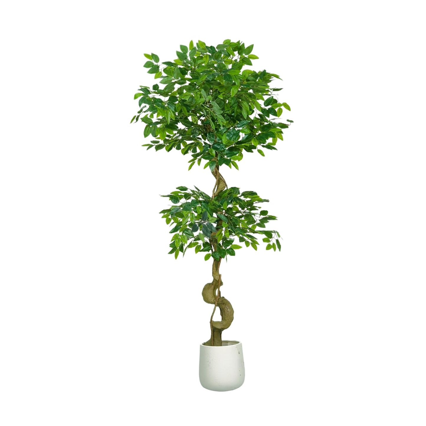 4FT Artificial Ficus Tree,Large Fake Tree with White Planter, Tall Faux Ficus Tree with Lifelike Leaves and Realistic Trunk, Artificial Plants Indoor for Décor Home Office Living Room