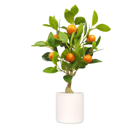 Artificial Lemon Tree 20.5 Inches Tall, Fake Potted Citrus Plant with Lemons and White Pot, Faux Fruit Plant Medium Fake Houseplant for Indoor Home Office Desk Room Table Decor