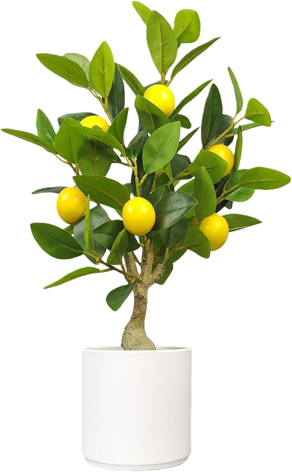 Artificial Lemon Tree 20.5 Inches Tall, Fake Potted Citrus Plant with Lemons and White Pot, Faux Fruit Plant Medium Fake Houseplant for Indoor Home Office Desk Room Table Decor