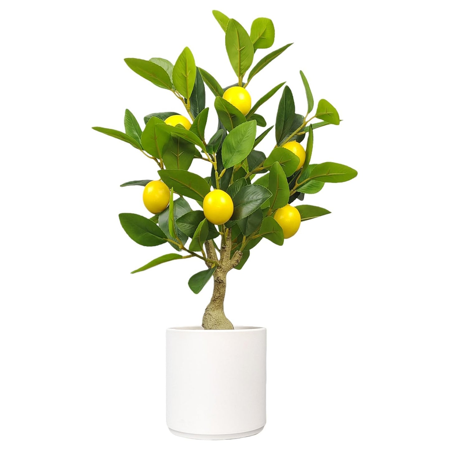 Artificial Lemon Tree 20.5 Inches Tall, Fake Potted Citrus Plant with Lemons and White Pot, Faux Fruit Plant Medium Fake Houseplant for Indoor Home Office Desk Room Table Decor