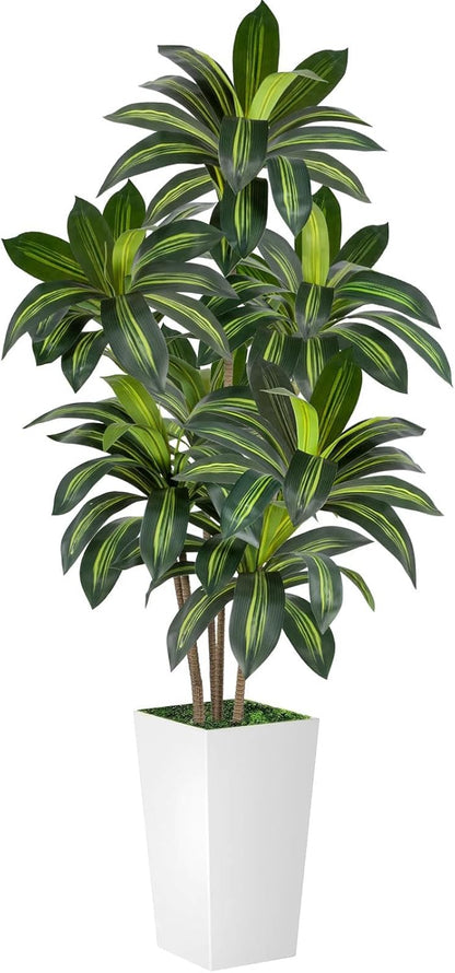 Artificial Dracaena Tree 5FT Tall, Faux Dracaena Tree Indoor, Fake Yucca Plant Potted, Tropical Floor Plant with Lifelike Leaves for Home Office Living Room Indoor Outdoor Decor