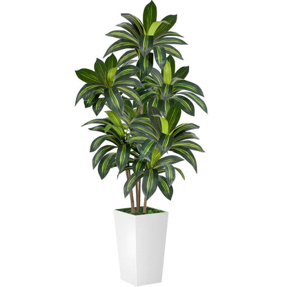 Artificial Dracaena Tree 5FT Tall, Faux Dracaena Tree Indoor, Fake Yucca Plant Potted, Tropical Floor Plant with Lifelike Leaves for Home Office Living Room Indoor Outdoor Decor
