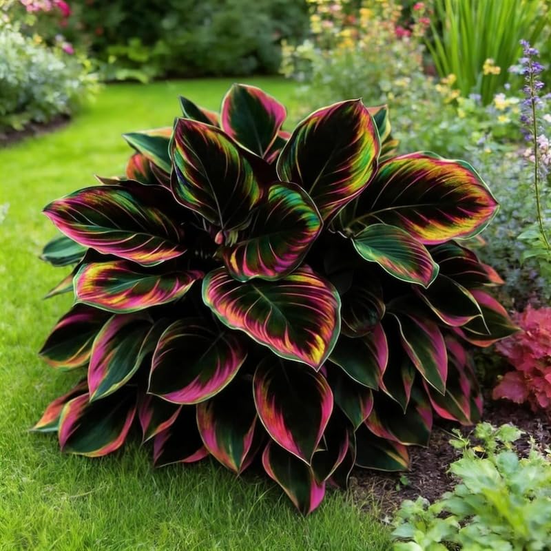 2pcs Hosta Bulb Flowers Shape Decorative Shade Landscapes with Smooth Leaf Texture Appeal (Black)