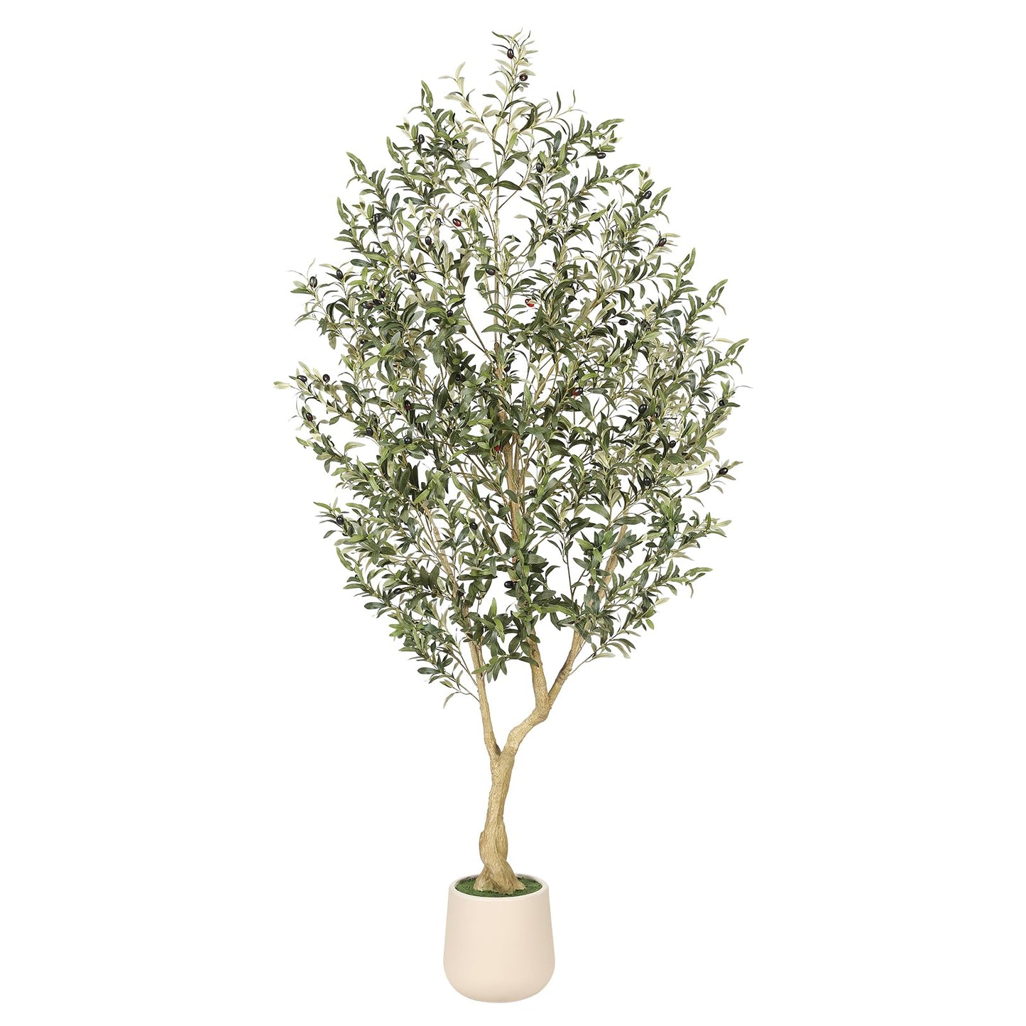 Realead 6ft Artificial Olive Tree with Tall Exquisite Planter - Realistic Faux Olive Tree with Thick Trunk and Lifelike Fruits - Large Fake Olive Tree for Home Office Decor