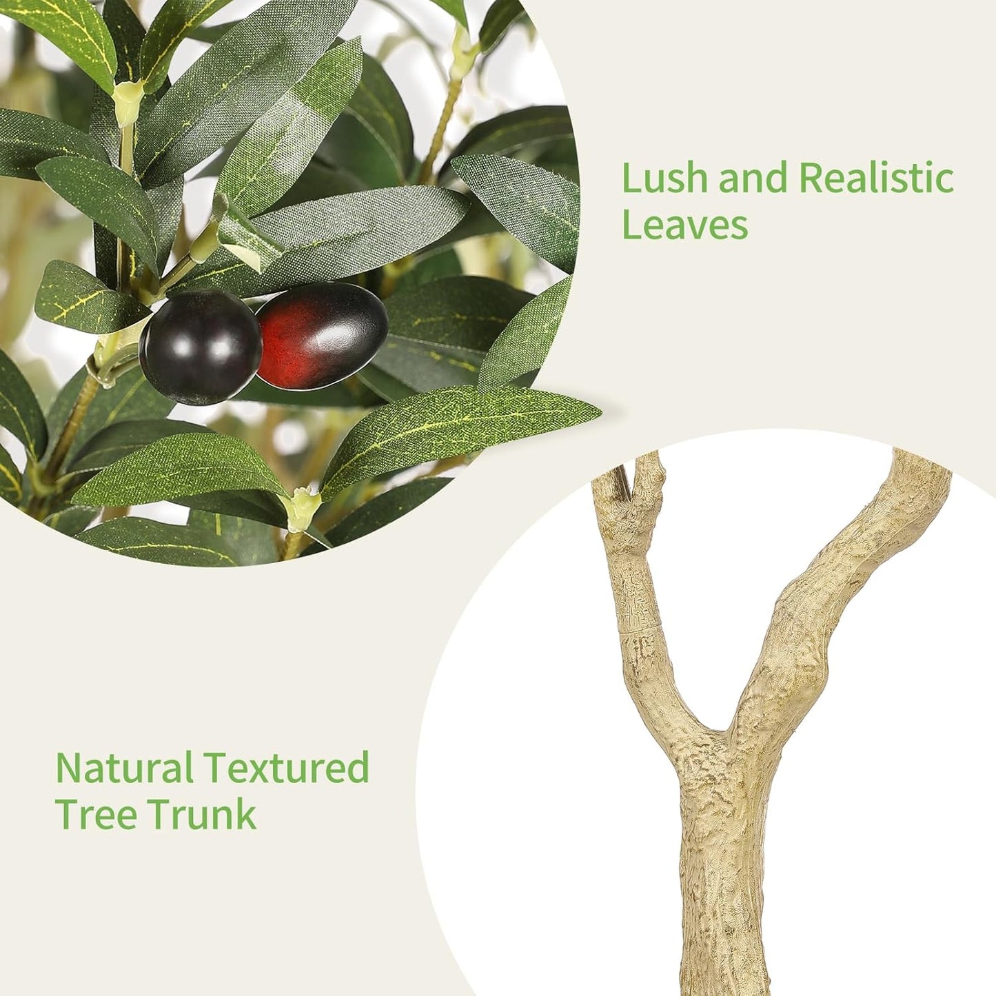 Realead 6ft Artificial Olive Tree with Tall Exquisite Planter - Realistic Faux Olive Tree with Thick Trunk and Lifelike Fruits - Large Fake Olive Tree for Home Office Decor