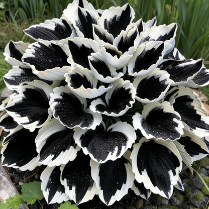2pcs Hosta Bulb Flowers Shape Decorative Shade Landscapes with Smooth Leaf Texture Appeal (Black)