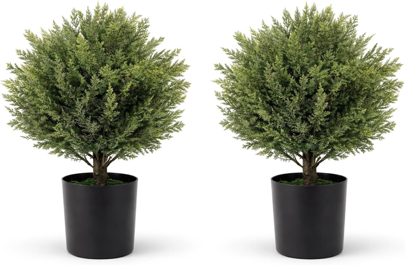 Artificial Outdoor Plants Topiary Cedar Trees Faux Trees Potted Bushes Shrubs UV Resistant - Realistic Artificial Plants Outdoor Dense Greenery Ball Tree for Front Porch Patio Garden