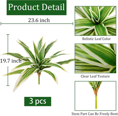 3Pcs Fake Ferns, Faux Outdoor Plants UV Resistant,3D Real Touch Fake Plants Total 60 Blades,Weatherproof Artificial Plants Outdoor Indoor for Garden Porch Home Office Decor