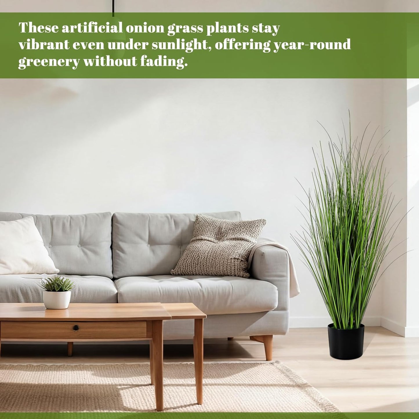 Jexine 4 Pieces Tall Artificial Grass Plant Potted Artificial Greenery Floor Plants Fake Pampas Grass Tall in Pot for Housewarming Gift House Garden Bathroom Lobby Indoor Outdoor (Green,3 ft)