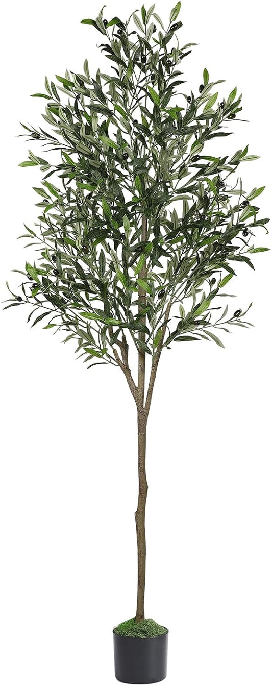 Alupssuc 6ft Olive Tree Artificial Indoor, Fake Tree Potted Faux Olive Trees with Lifelike Fruits and Realistic Leaves, Artificial Plants Indoor Fake Plants for Modern Home Office Living Room Decor