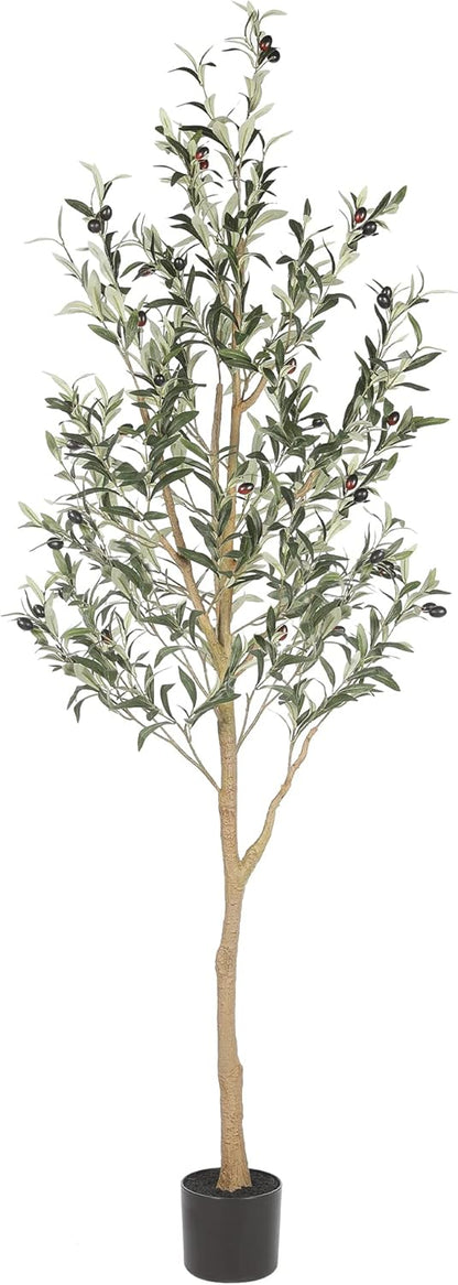 Realead 6ft Artificial Olive Tree, Tall Faux Olive Tree Plants, Fake Potted Olive Silk Tree with Branches and Fruits, Artificial Trees for Modern Home Office Living Room Floor Decor Indoor (72in)