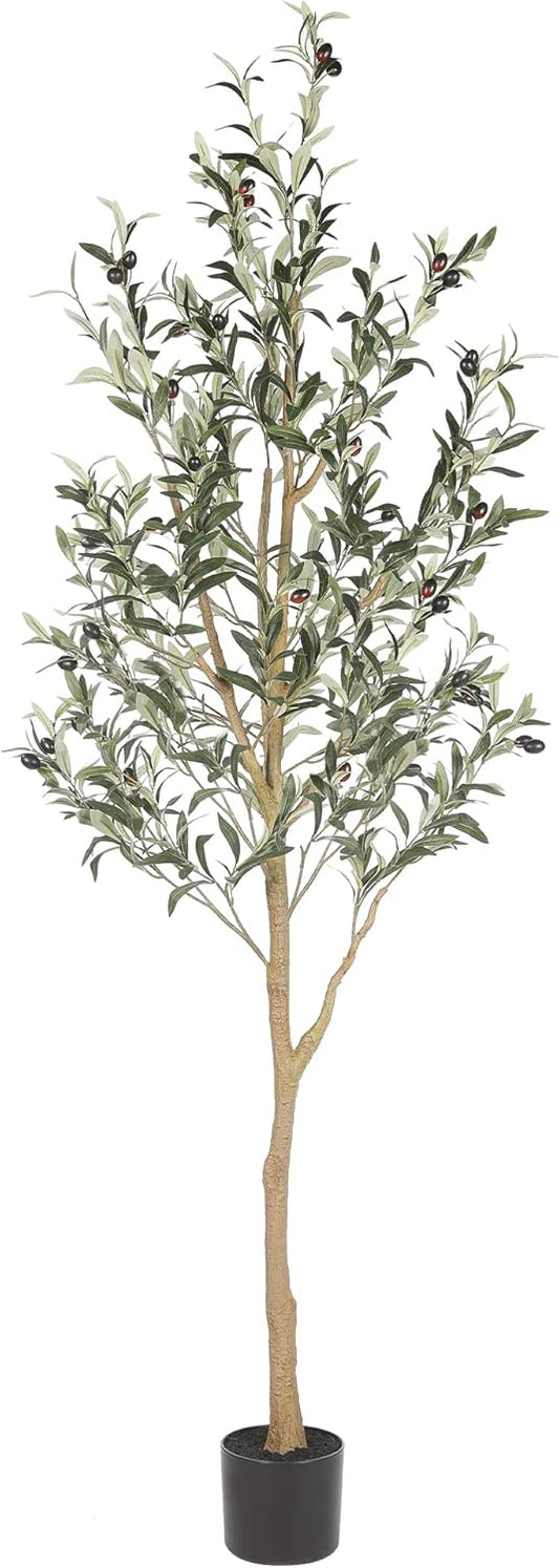 Realead 6ft Artificial Olive Tree, Tall Faux Olive Tree Plants, Fake Potted Olive Silk Tree with Branches and Fruits, Artificial Trees for Modern Home Office Living Room Floor Decor Indoor (72in)