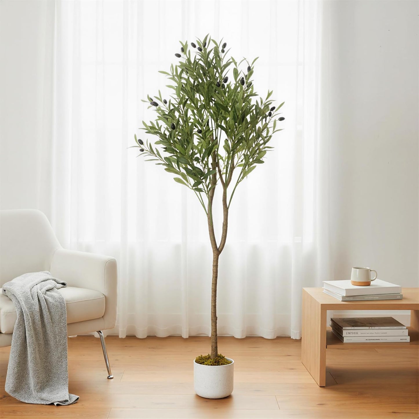 3FT Tall Artificial Trees, Fake Snake Plant with White Planter & 33 Realistic Leaves, Large Potted Artificial Sansevieria Mother in Law Tongue Plant, for Living Room Hallway Entryway