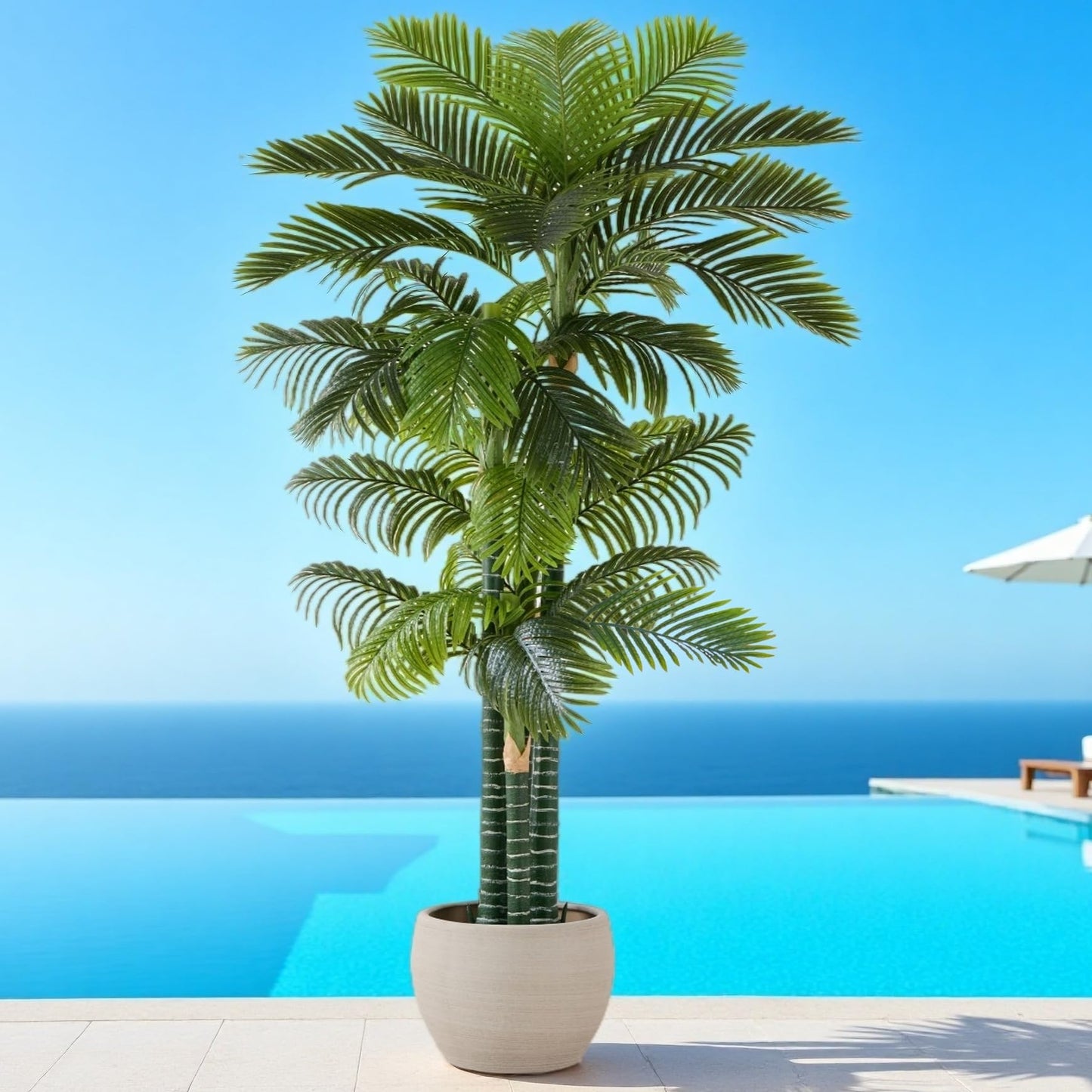FloraFairy 6FT Artificial Coconut Palm, Faux Coconut Silk Palm Tree, Tropical Fake Trees for Indoor Outdoor, Large Sago Palm Plant for Home Office Garden Patio Poolside, 1 Pack