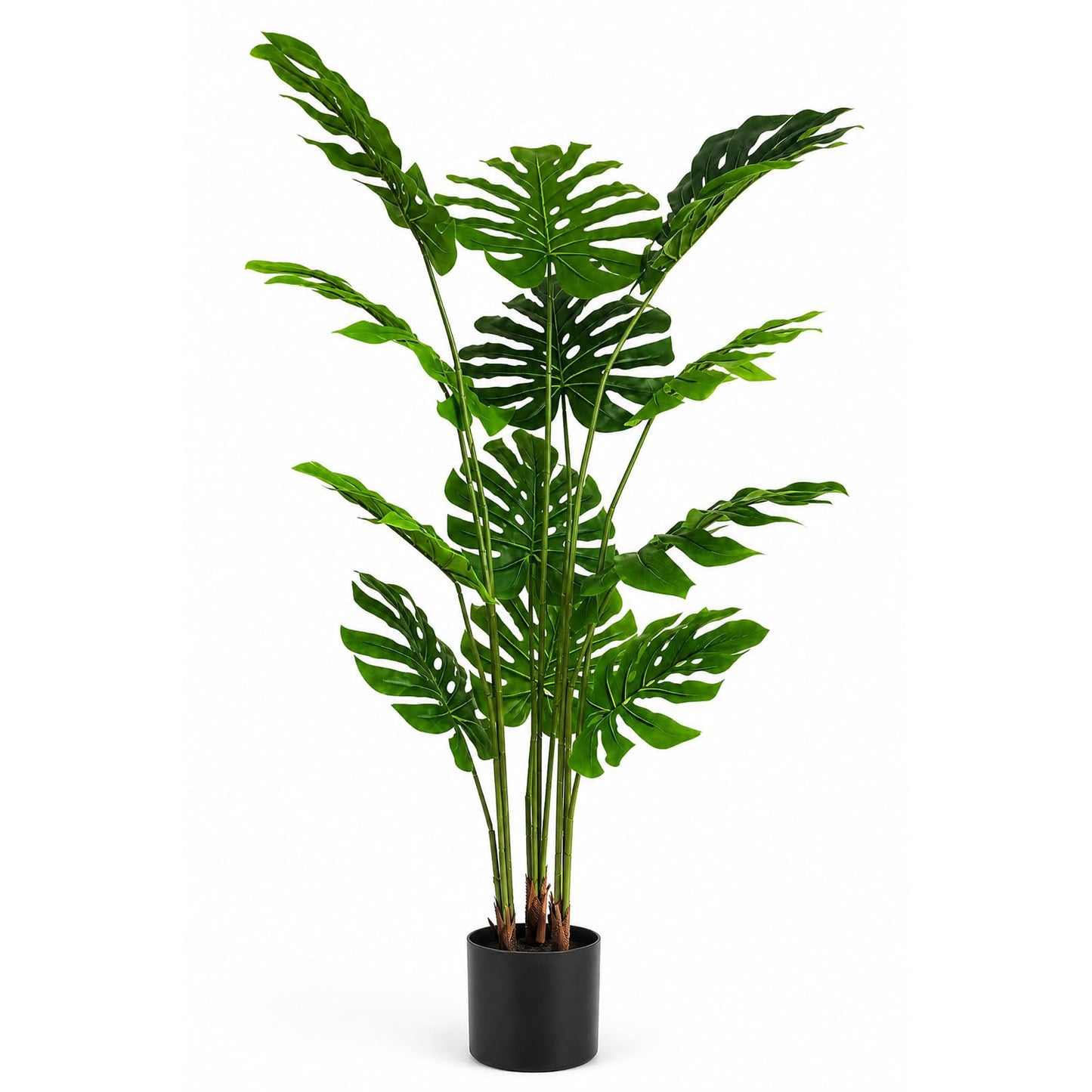 Artificial Monstera Deliciosa Plant 5.2ft, Lifelike Faux Swiss Cheese Floor Plant with 18 Leaves in Pot, Tall Fake Tropical Tree for Indoor Home Living Room Office Decor, 2 Pack