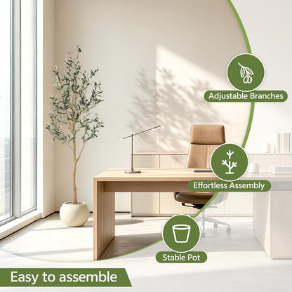 Realead 6ft Artificial Olive Tree, Tall Faux Olive Tree Plants, Fake Potted Olive Silk Tree with Branches and Fruits, Artificial Trees for Modern Home Office Living Room Floor Decor Indoor (72in)