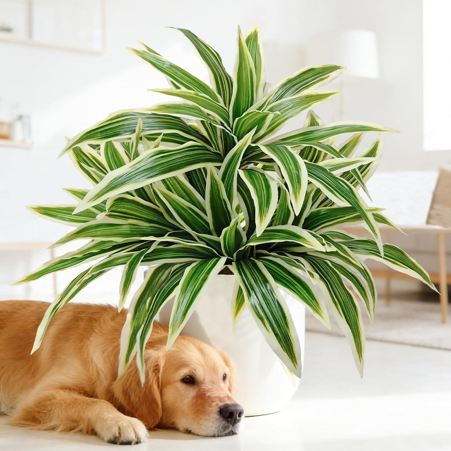 3Pcs Fake Ferns, Faux Outdoor Plants UV Resistant,3D Real Touch Fake Plants Total 60 Blades,Weatherproof Artificial Plants Outdoor Indoor for Garden Porch Home Office Decor