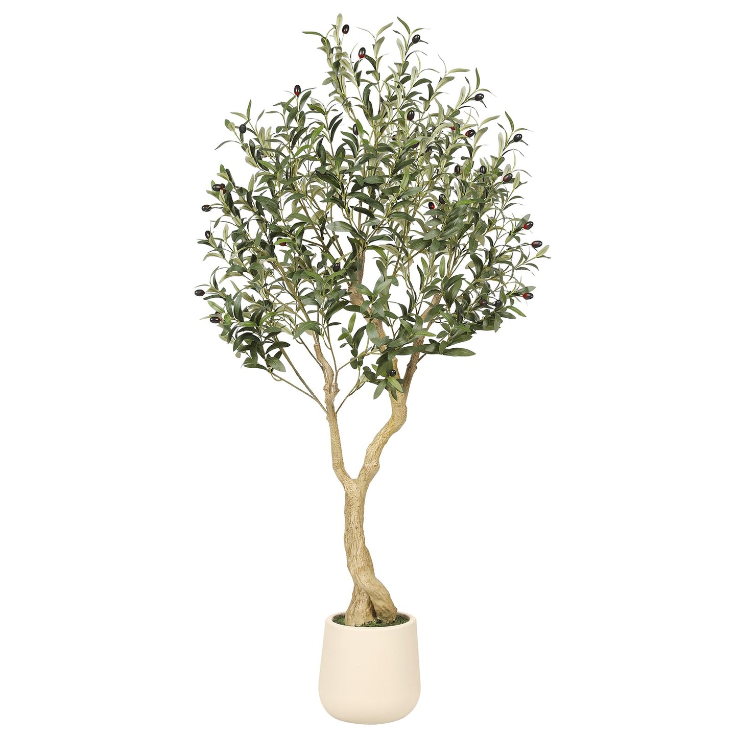 Realead 6ft Artificial Olive Tree with Tall Exquisite Planter - Realistic Faux Olive Tree with Thick Trunk and Lifelike Fruits - Large Fake Olive Tree for Home Office Decor