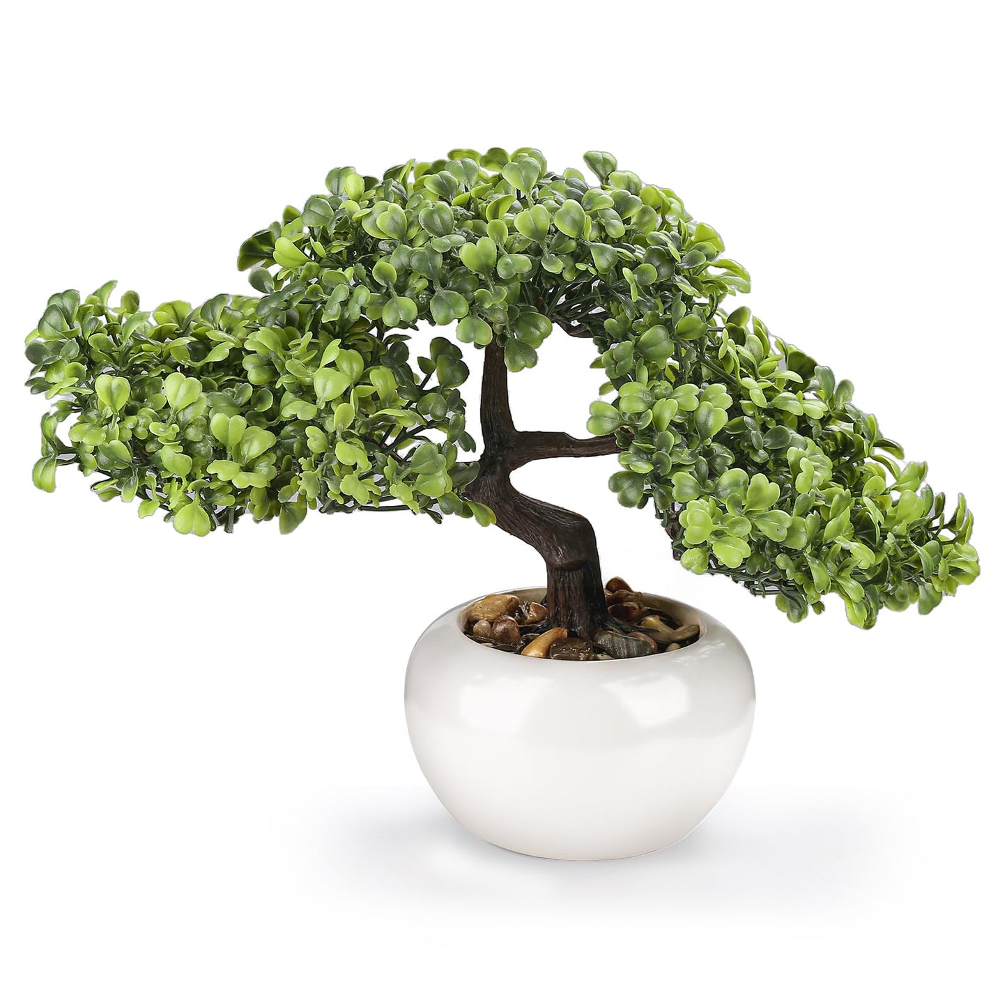Artificial Bonsai Tree 9.5 Inch Fake Plants Decor with Ceramic Pots, Faux Potted Juniper Plants Indoor Decor for Office Desk Home Table Bedroom Living Room Farmhouse Decorations
