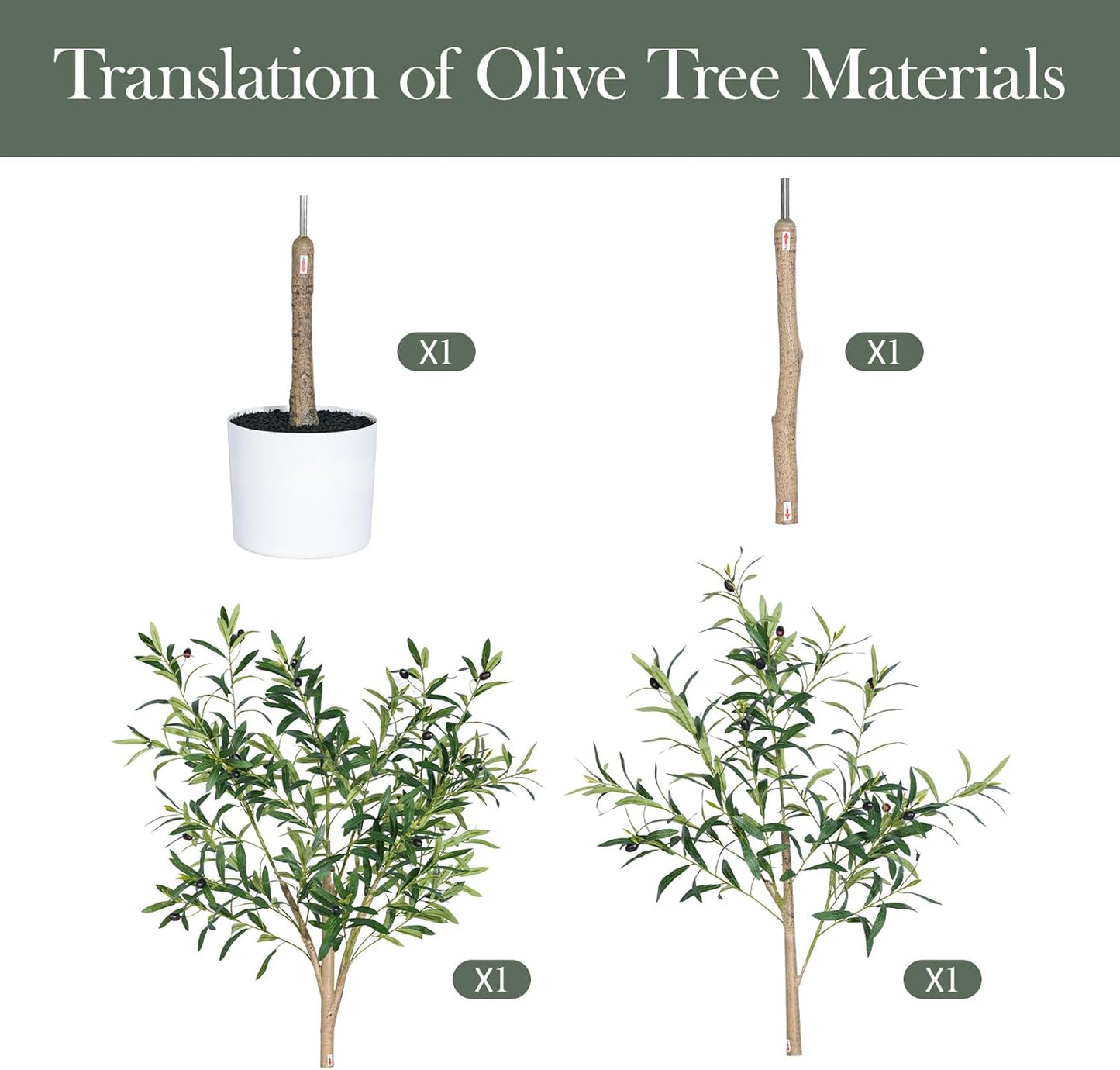 Olive Tree 6FT Fake Tree Faux Plants Indoor with Pot Artificial Tree Nearly Natural Olive Branches and Fruits for Living Room Home Office Decorations