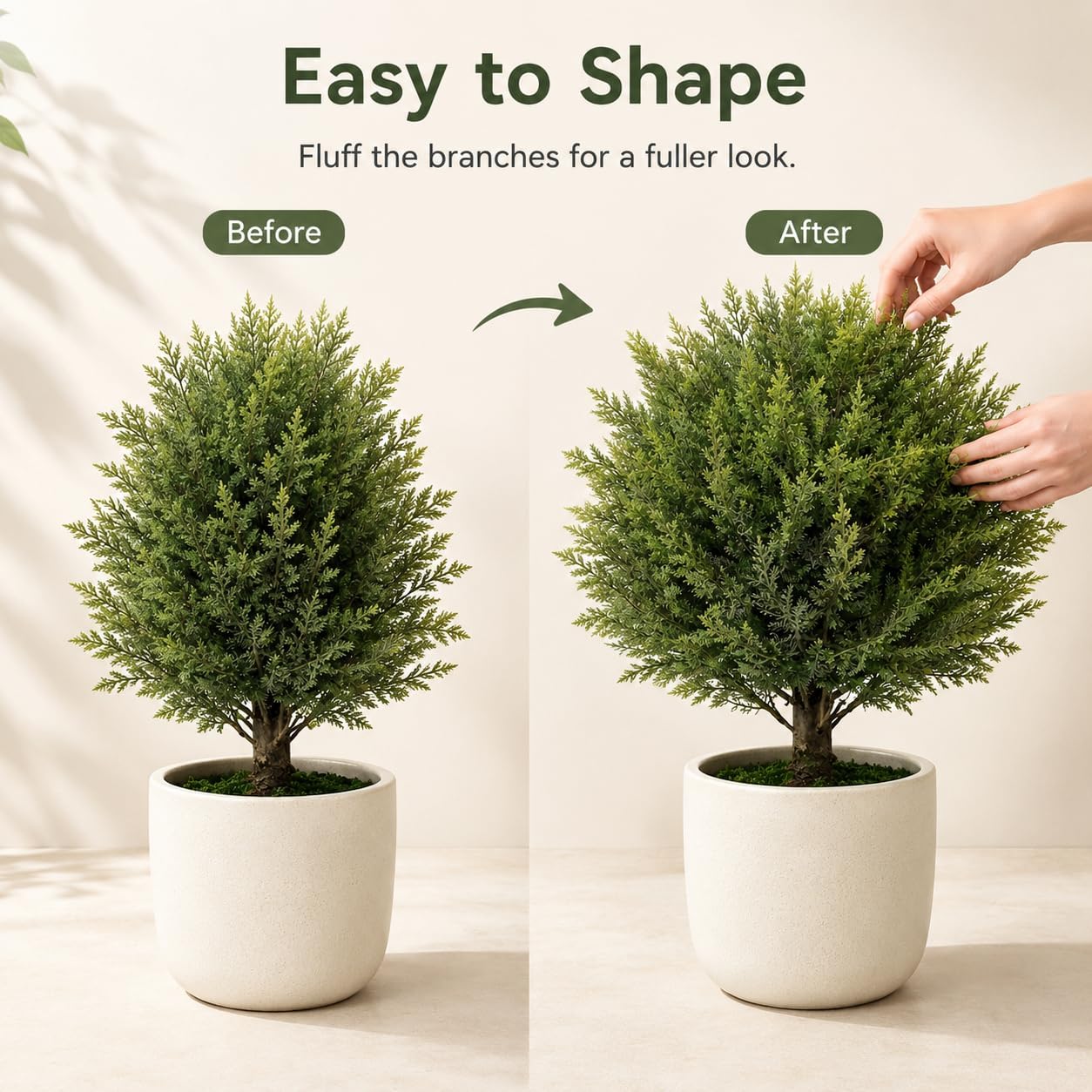 Artificial Outdoor Plants Topiary Cedar Trees Faux Trees Potted Bushes Shrubs UV Resistant - Realistic Artificial Plants Outdoor Dense Greenery Ball Tree for Front Porch Patio Garden