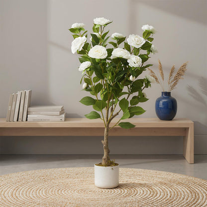 3FT Tall Artificial Trees, Fake Snake Plant with White Planter & 33 Realistic Leaves, Large Potted Artificial Sansevieria Mother in Law Tongue Plant, for Living Room Hallway Entryway