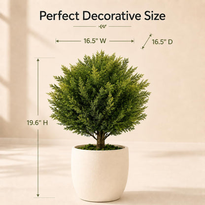 Artificial Outdoor Plants Topiary Cedar Trees Faux Trees Potted Bushes Shrubs UV Resistant - Realistic Artificial Plants Outdoor Dense Greenery Ball Tree for Front Porch Patio Garden