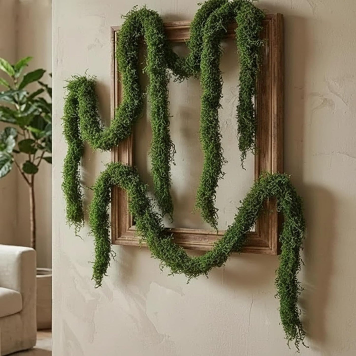 47inch Artificial Moss Vines Fake Bendable Climbing Vines for Reptile Tank Accessories Hanging Moss Ropes Jungle Green for Garden Landscape Halloween Decor
