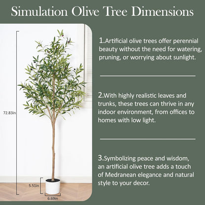 Olive Tree 6FT Fake Tree Faux Plants Indoor with Pot Artificial Tree Nearly Natural Olive Branches and Fruits for Living Room Home Office Decorations