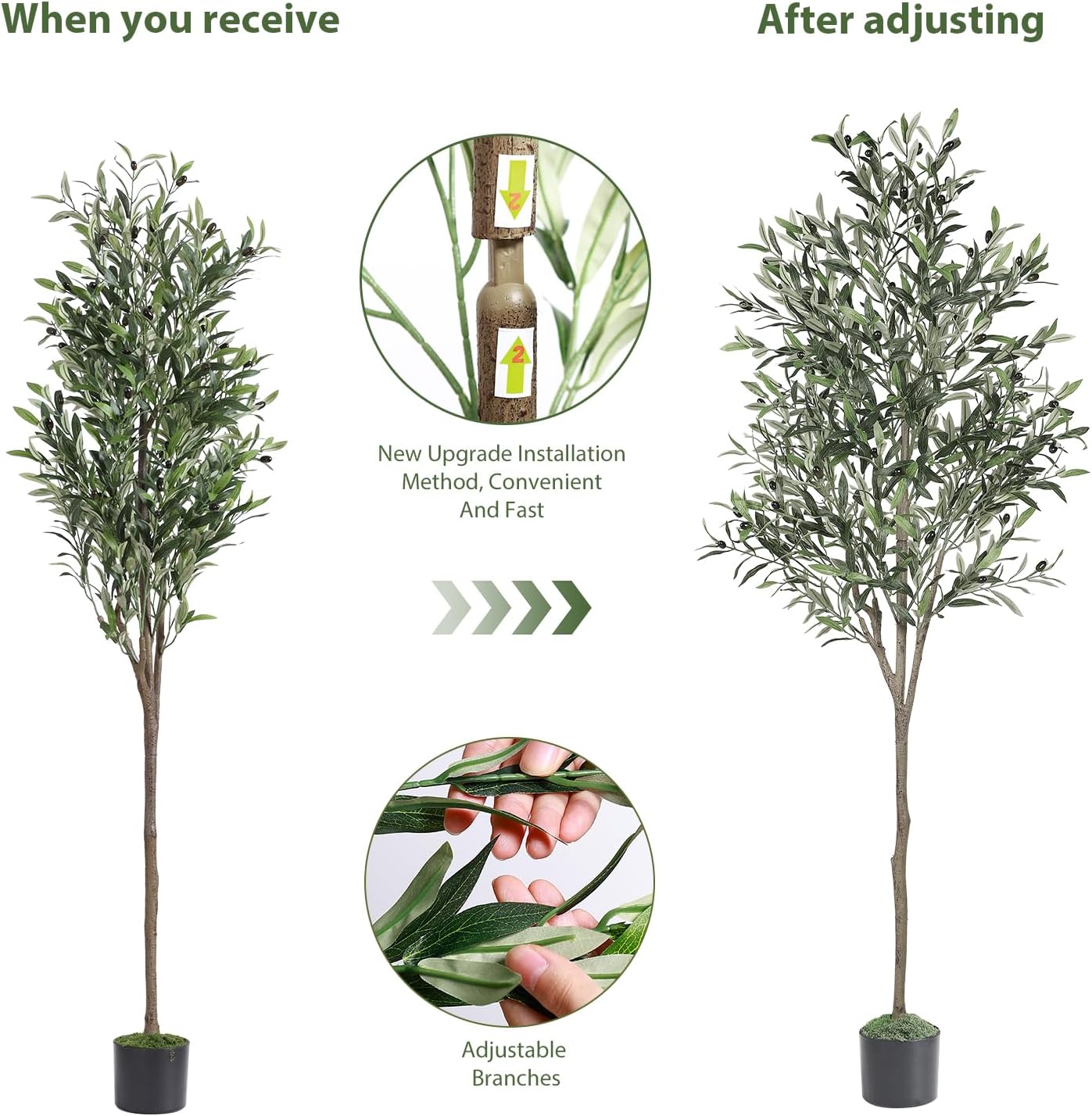 Alupssuc 6ft Olive Tree Artificial Indoor, Fake Tree Potted Faux Olive Trees with Lifelike Fruits and Realistic Leaves, Artificial Plants Indoor Fake Plants for Modern Home Office Living Room Decor