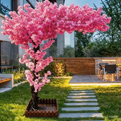 4FT Artificial Cherry Blossom Tree, Flower Trees Tall Artificial Plant, Faux Silk Plant in Pot for Home Room Porch Entryway Office Decorations Indoor Outdoor,Pink,