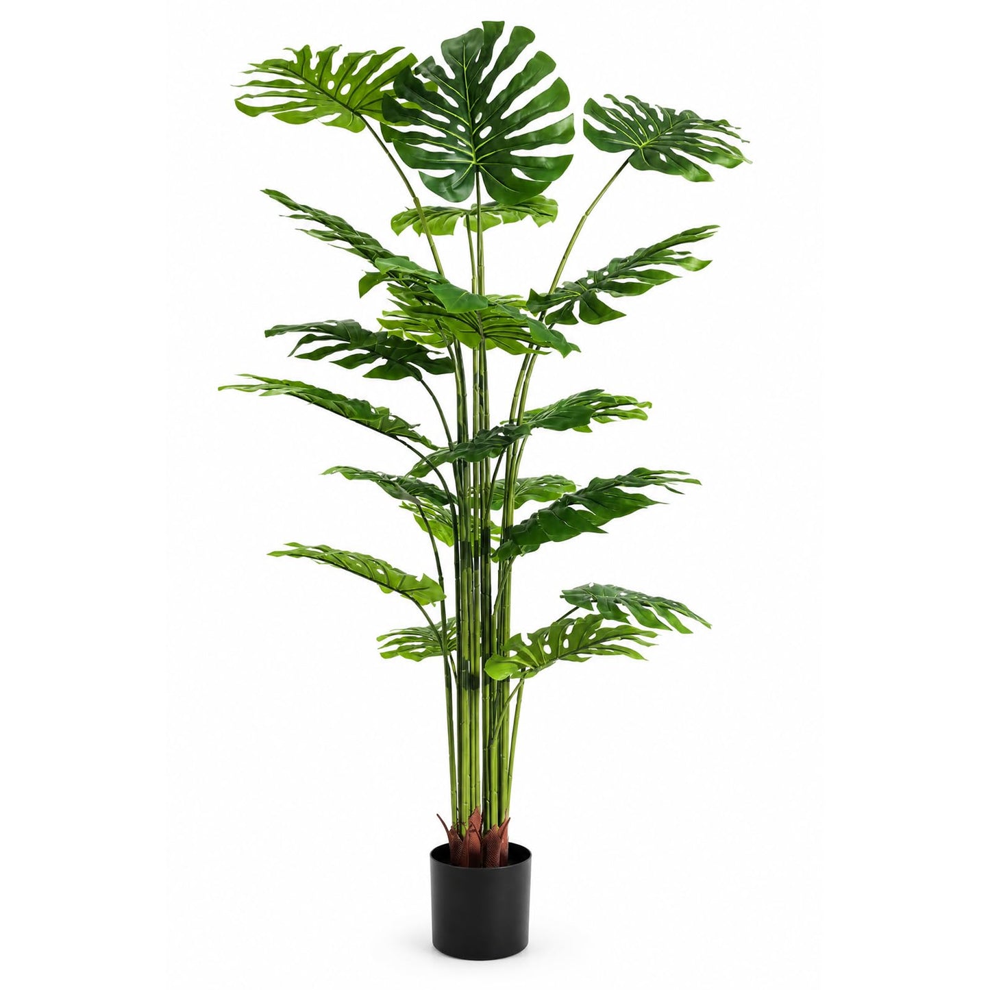 Artificial Monstera Deliciosa Plant 5.2ft, Lifelike Faux Swiss Cheese Floor Plant with 18 Leaves in Pot, Tall Fake Tropical Tree for Indoor Home Living Room Office Decor, 2 Pack
