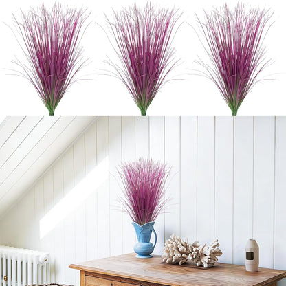 12Pcs Artificial Grass Plants, Faux Shrubs Wheat Grass, Artificial Tall Grass Fake Plants for Outdoor Decor,Artificial Greenery Stems Weed for Room Indoor Home Decor（Green Red Tail）