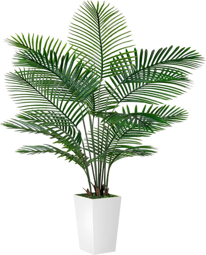 VIVATREES Palm Tree 6FT Artificial, 72in Tall Faux Palm Tree with 15.7 White Planter, Fake Potted Tree for Indoor & Outdoor Home Office Decor