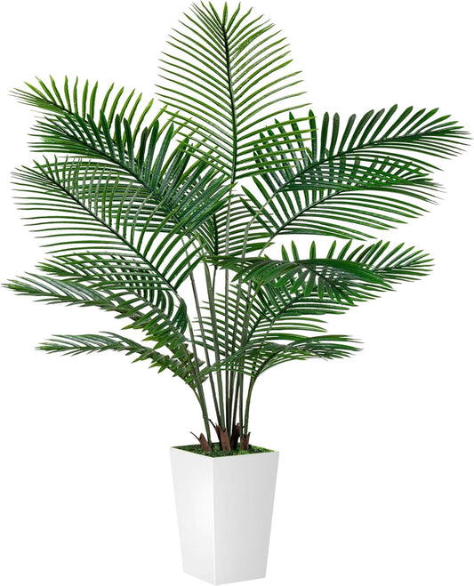 VIVATREES Palm Tree 6FT Artificial, 72in Tall Faux Palm Tree with 15.7 White Planter, Fake Potted Tree for Indoor & Outdoor Home Office Decor