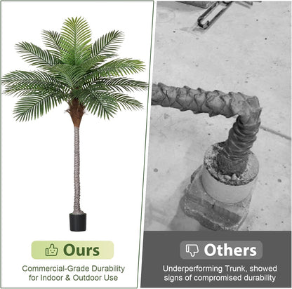 VIVATREES 7FT Artificial Palm Tree 2 Pack, Golden Cane Faux Palm for Indoor Outdoor Use, Fake Palm Tree for Home Office Living Room Patio Yard Decor