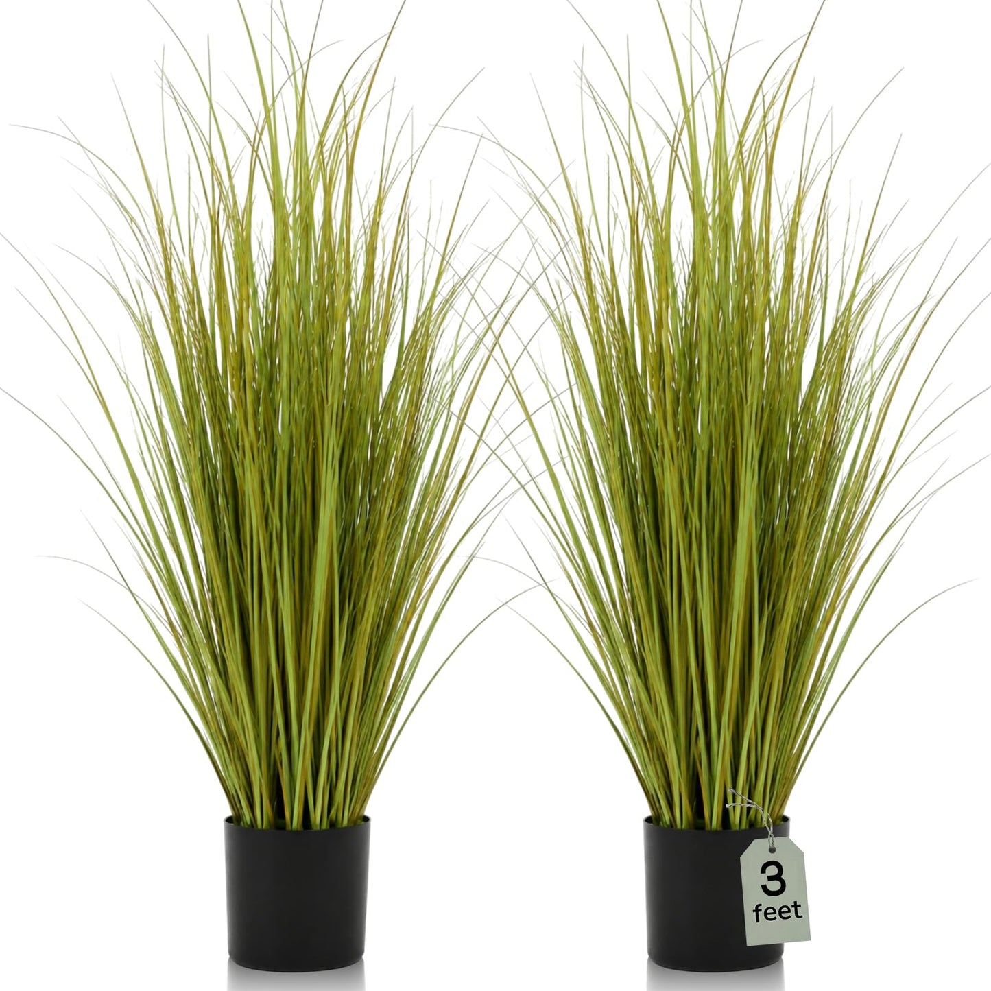Jexine 4 Pieces Tall Artificial Grass Plant Potted Artificial Greenery Floor Plants Fake Pampas Grass Tall in Pot for Housewarming Gift House Garden Bathroom Lobby Indoor Outdoor (Green,3 ft)