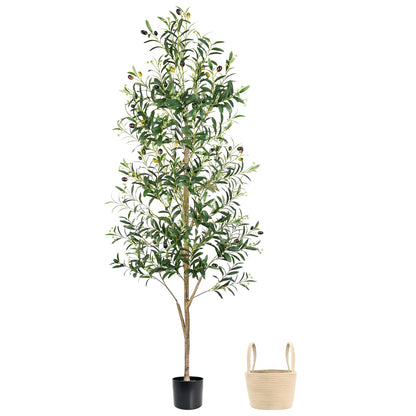 Caxchiling Faux Eucalyptus Tree 6FT, Artificial Potted Tree for Indoor Outdoor, Fake Floor Plants with Natural Wood Trunk, Home Office Living Room Bedroom Decor