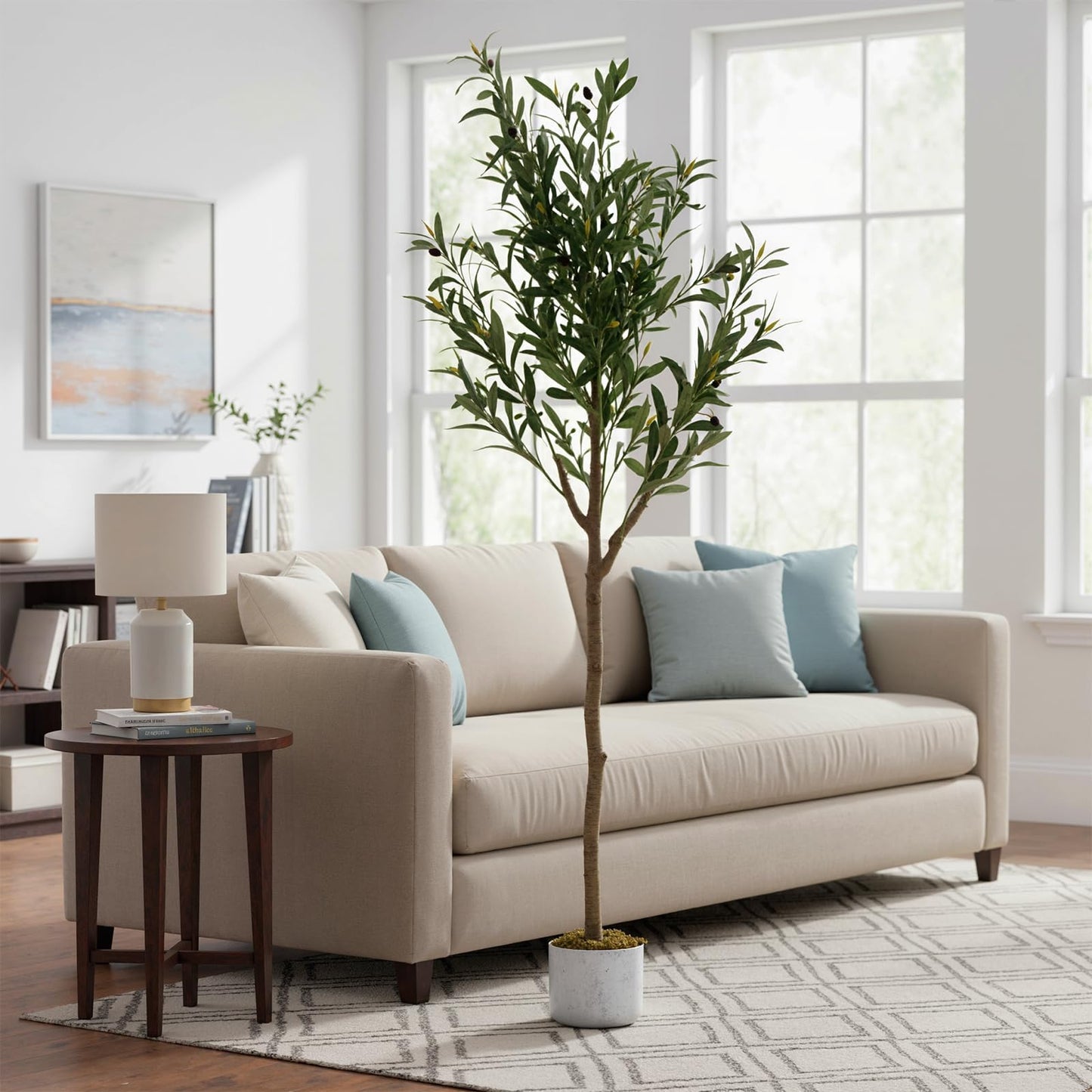 3FT Tall Artificial Trees, Fake Snake Plant with White Planter & 33 Realistic Leaves, Large Potted Artificial Sansevieria Mother in Law Tongue Plant, for Living Room Hallway Entryway
