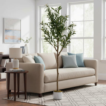 3FT Tall Artificial Trees, Fake Snake Plant with White Planter & 33 Realistic Leaves, Large Potted Artificial Sansevieria Mother in Law Tongue Plant, for Living Room Hallway Entryway