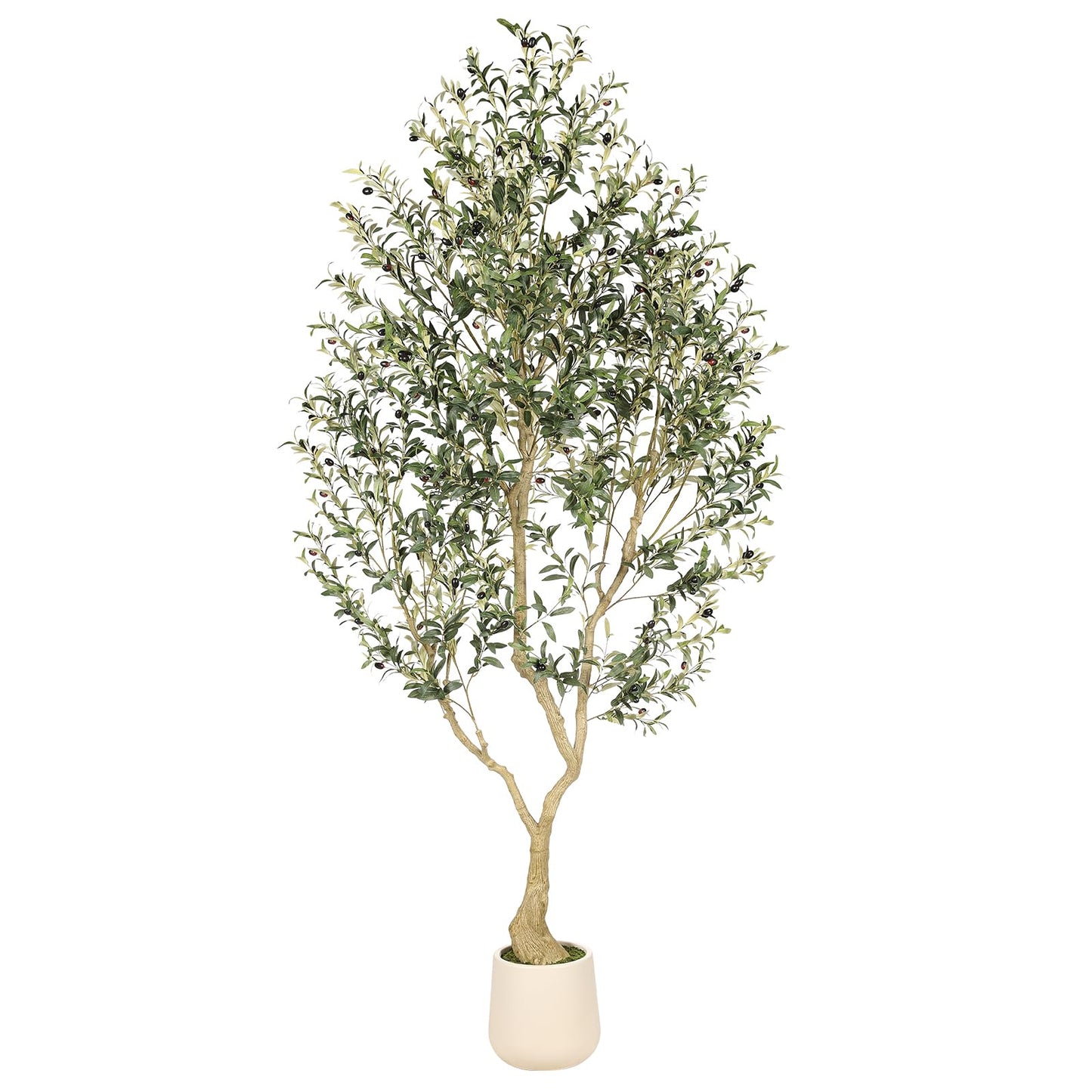 Realead 6ft Artificial Olive Tree with Tall Exquisite Planter - Realistic Faux Olive Tree with Thick Trunk and Lifelike Fruits - Large Fake Olive Tree for Home Office Decor
