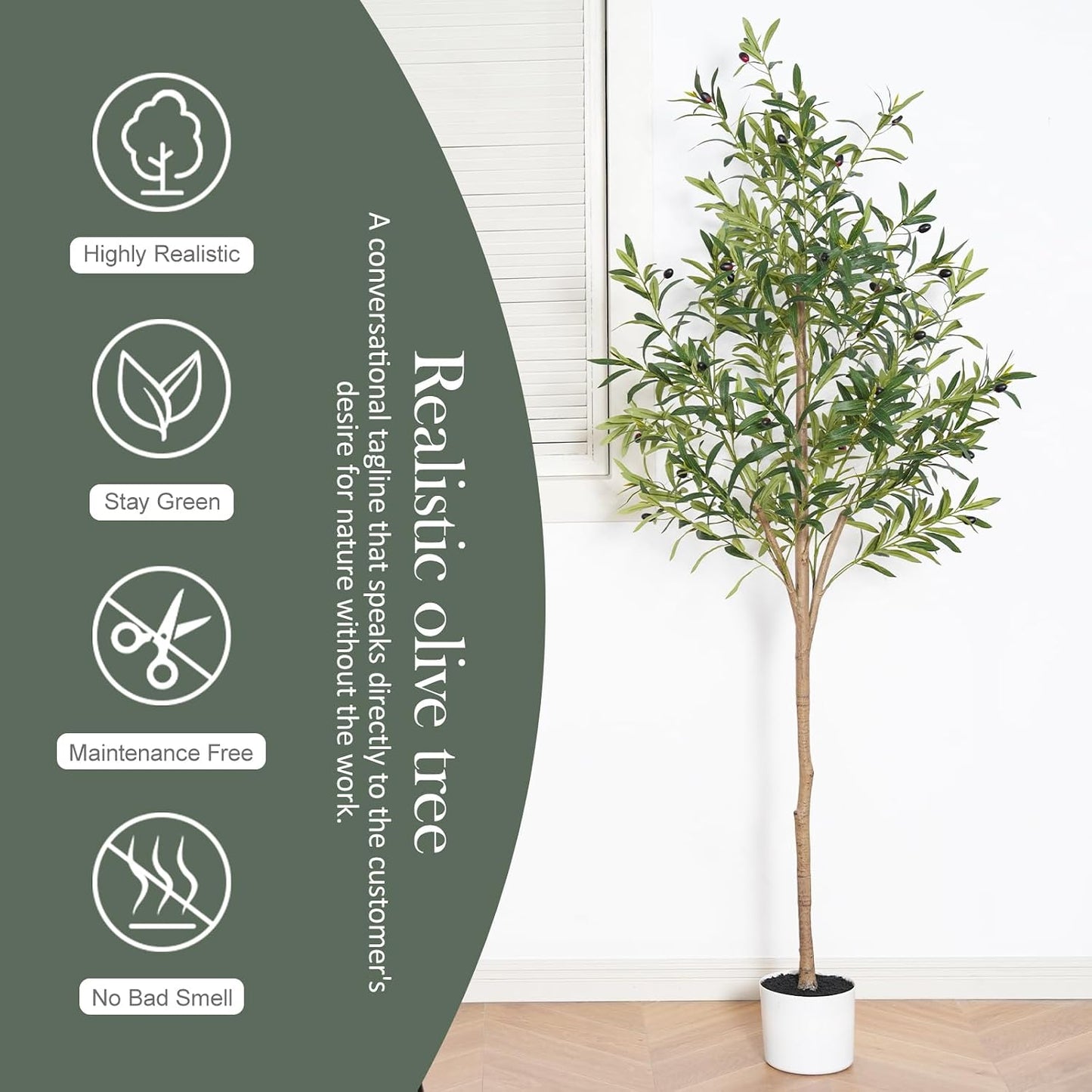 Olive Tree 6FT Fake Tree Faux Plants Indoor with Pot Artificial Tree Nearly Natural Olive Branches and Fruits for Living Room Home Office Decorations