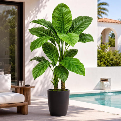 Artificial Banana Tree 6ft Tall Fake Banana Leaf Plant Faux Banana Tree with 15 Leaves Large Silk Tropical Tree for Home Mall Pool Patio Villa Indoor Outdoor Decor