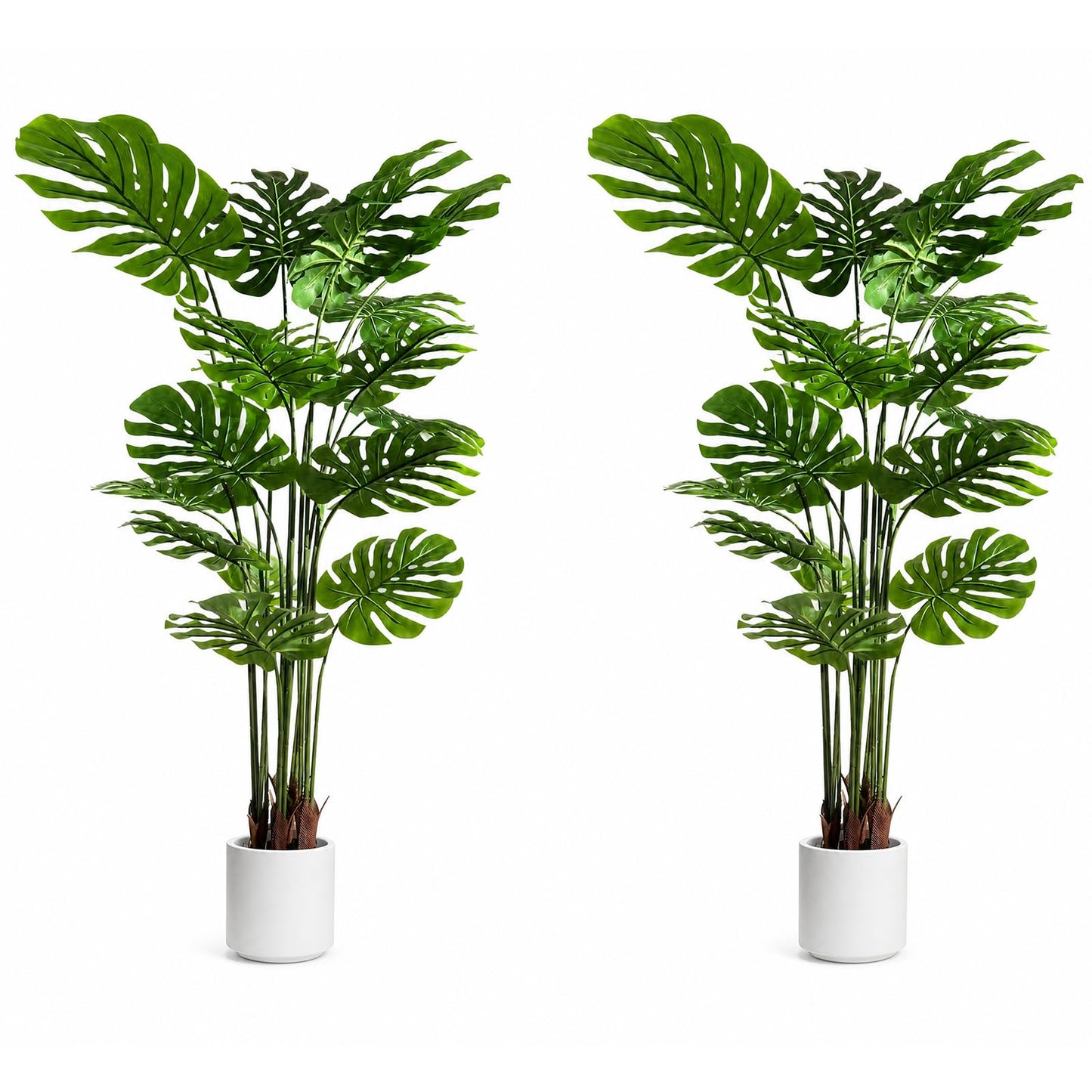 Artificial Monstera Deliciosa Plant 5.2ft, Lifelike Faux Swiss Cheese Floor Plant with 18 Leaves in Pot, Tall Fake Tropical Tree for Indoor Home Living Room Office Decor, 2 Pack